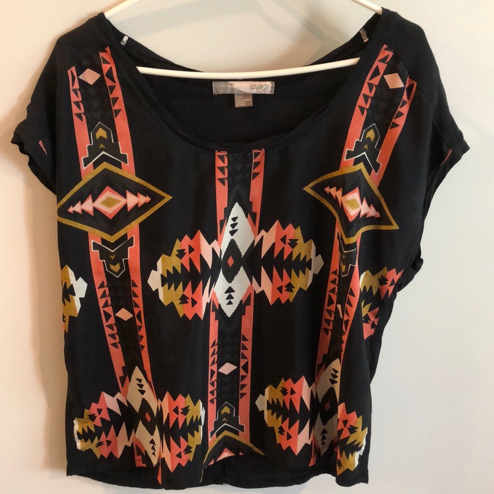 Black & Tribal Print Blouse